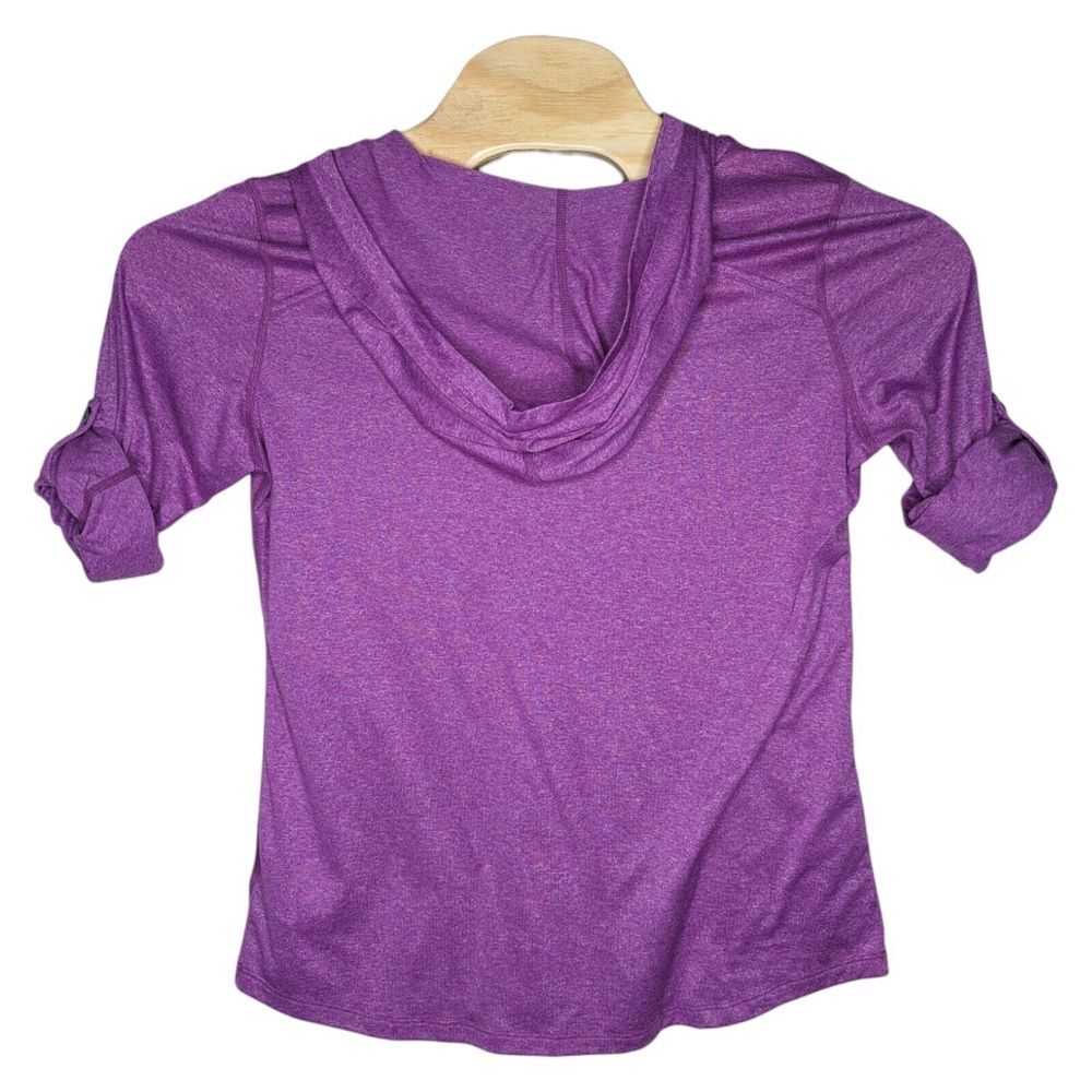 Marmot Womens Laura Hooded Button Shirt Large Purple Henley‎ Pullover Roll Tab - Picture 4 of 13